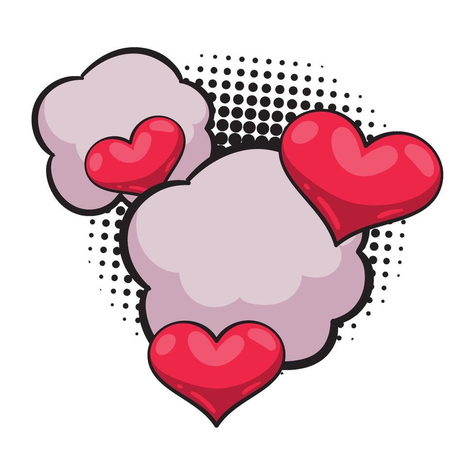 love pop art retro hearts icon isolated vector