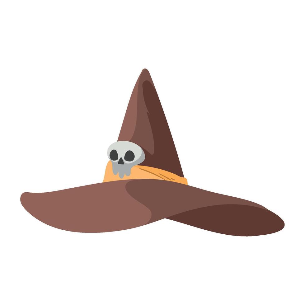 A witch hat with a skull on it vector