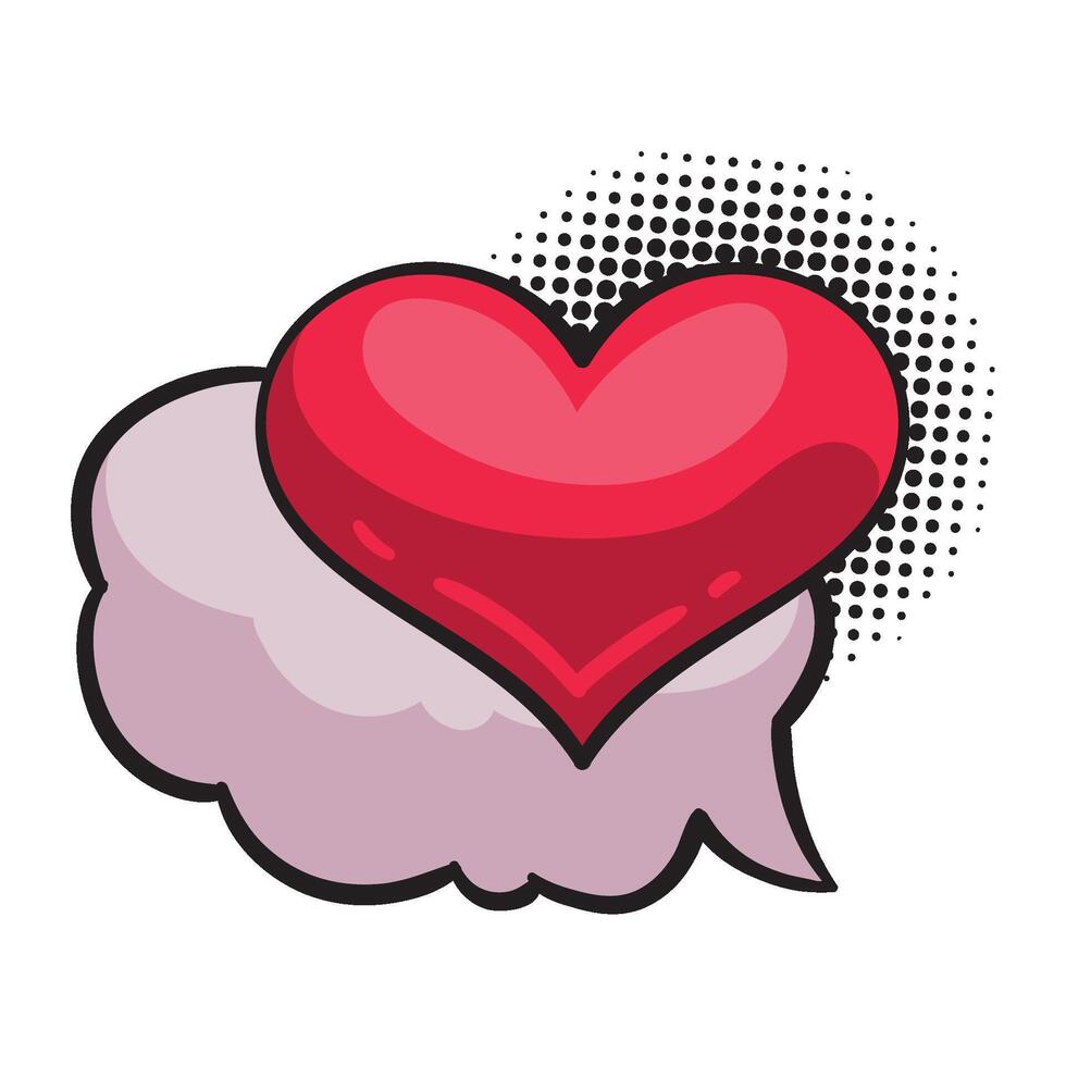 love pop art message icon isolated vector