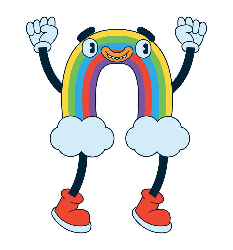 weather cartoon character rainbow isolated icon vector