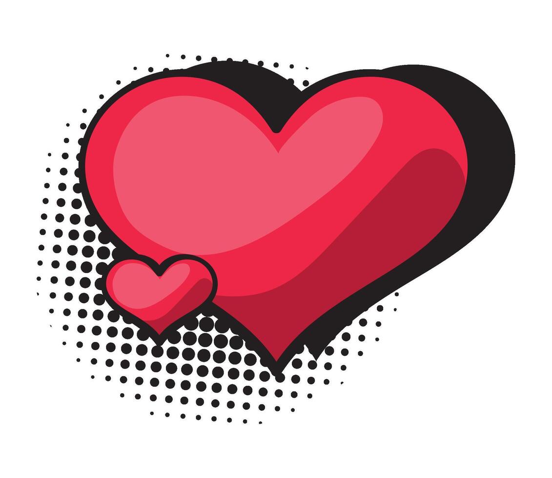 love pop art hearts halftone design isolated icon vector