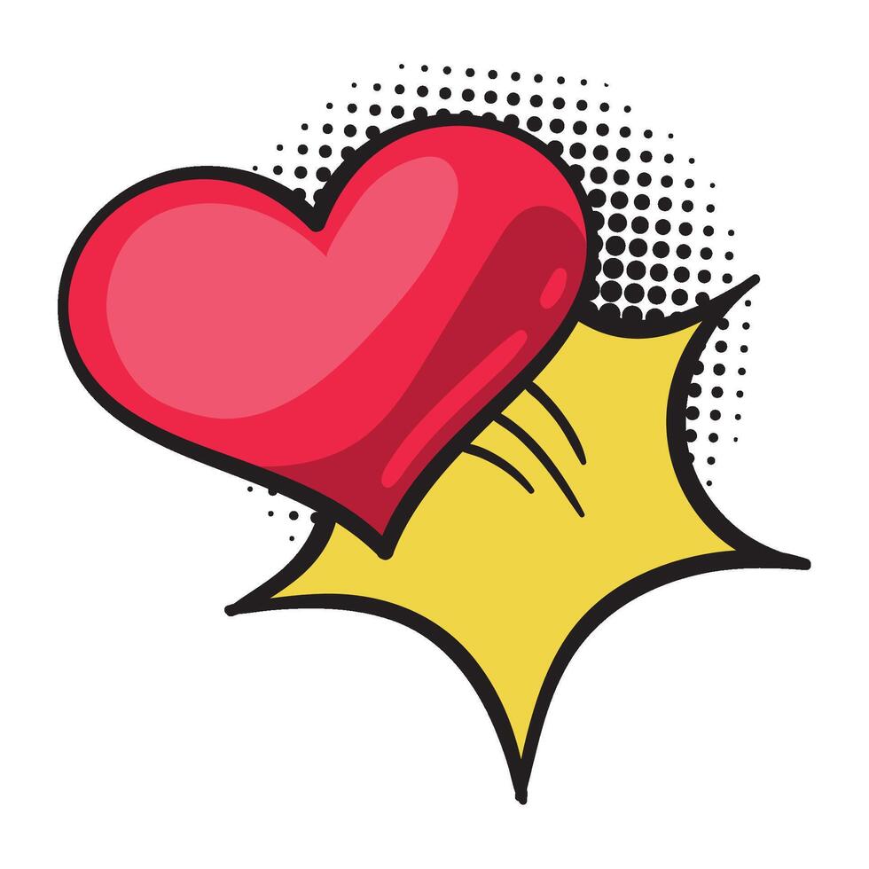 A red heart with a star on it vector