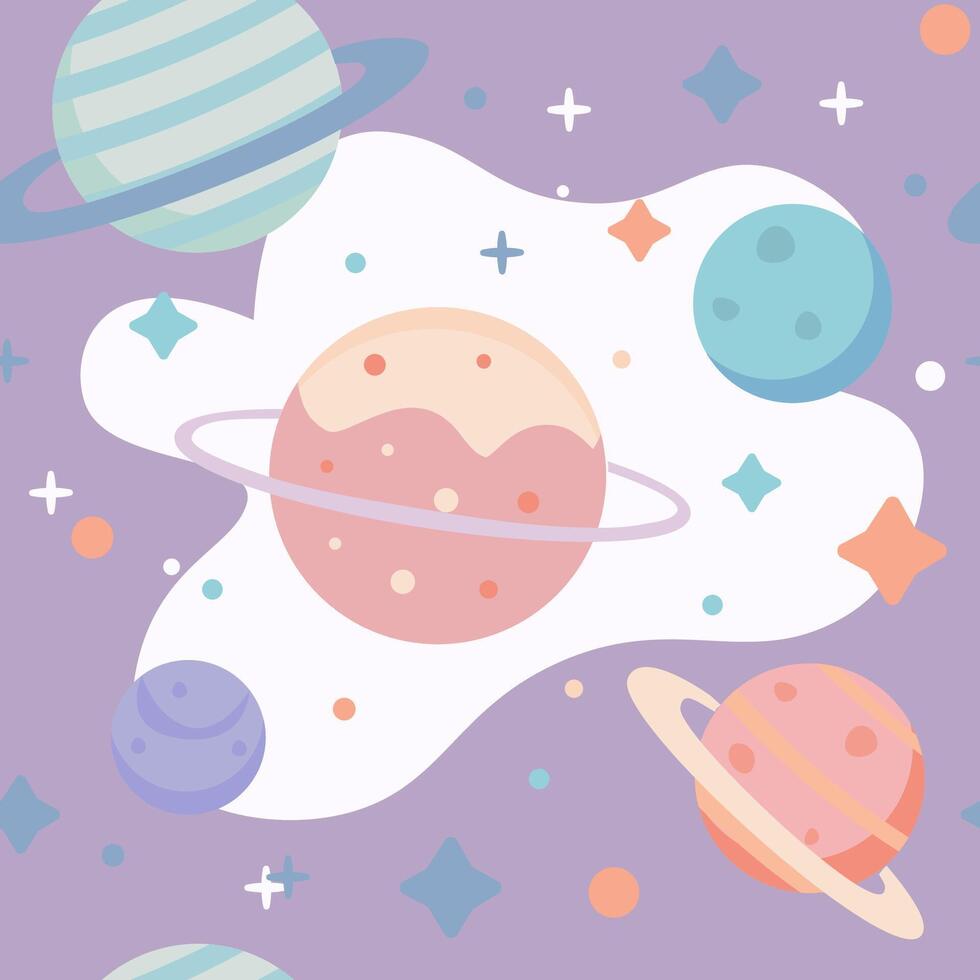cute space pattern with planets flat design vector