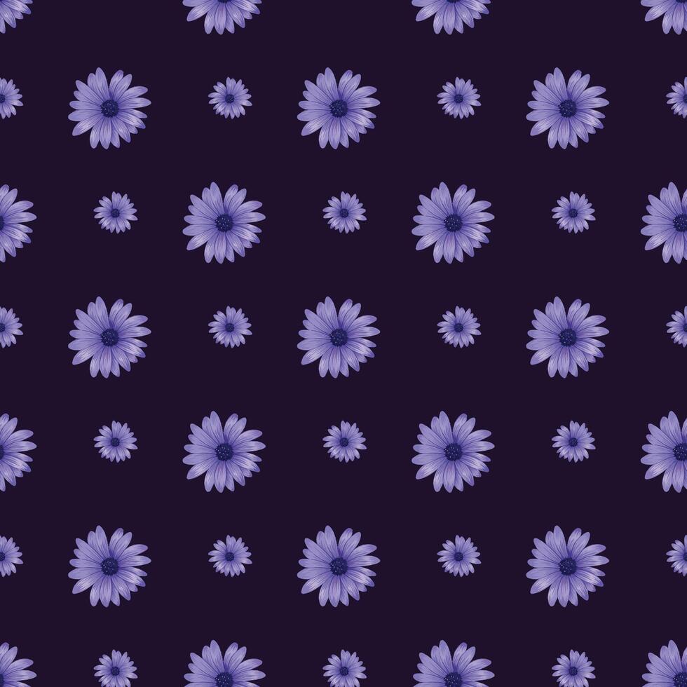 Dreamy Midnight Daisies Seamless Pattern Design vector