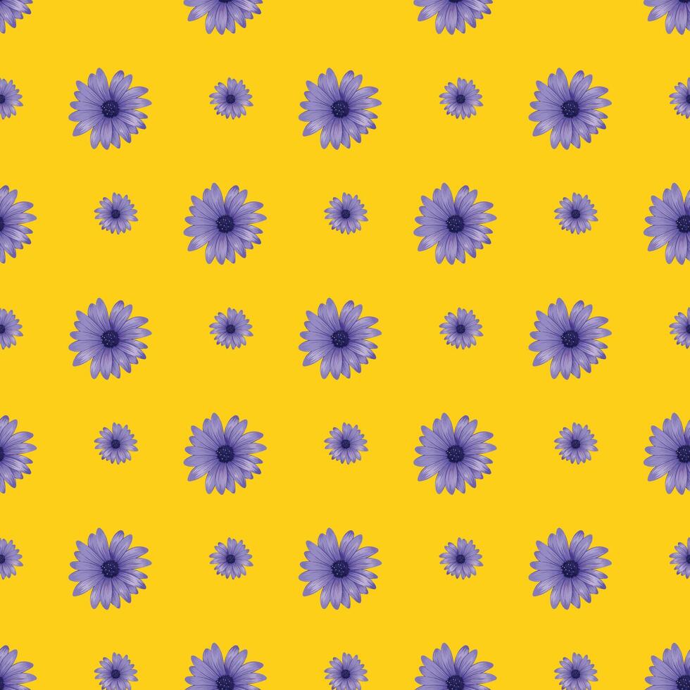 Daisy Flower Power Seamless Pattern Design vector