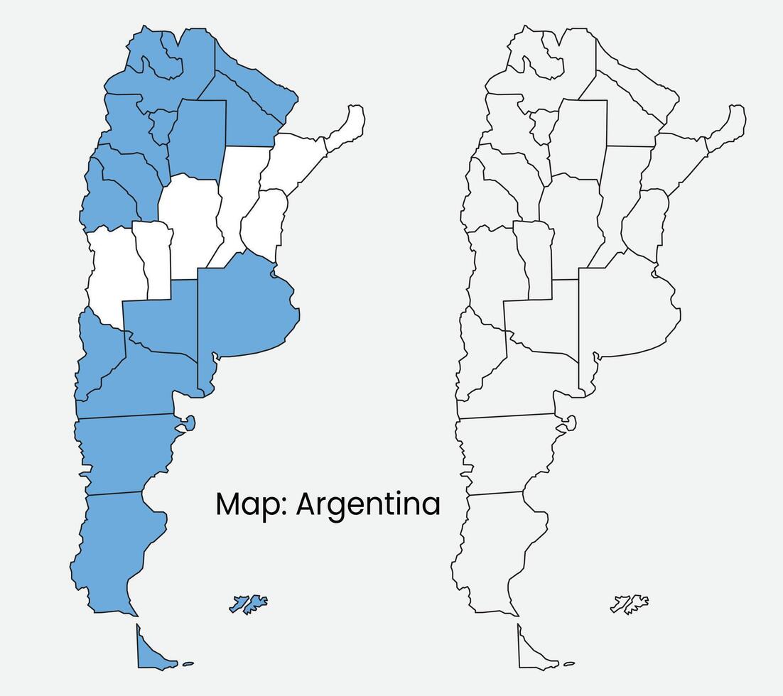 Argentina Map with National Flag color. High detailed with outline illustration. vector