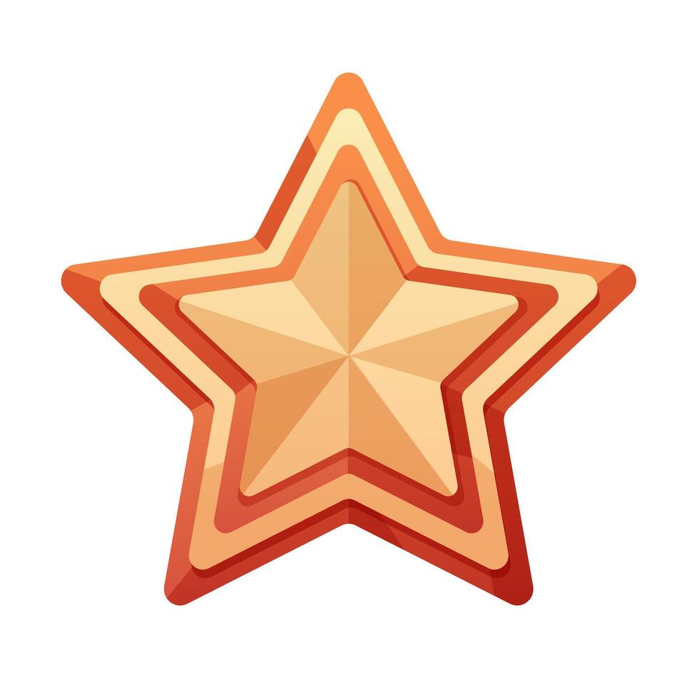 Striped five point star on white background. White and red holiday star. isolated icon vector
