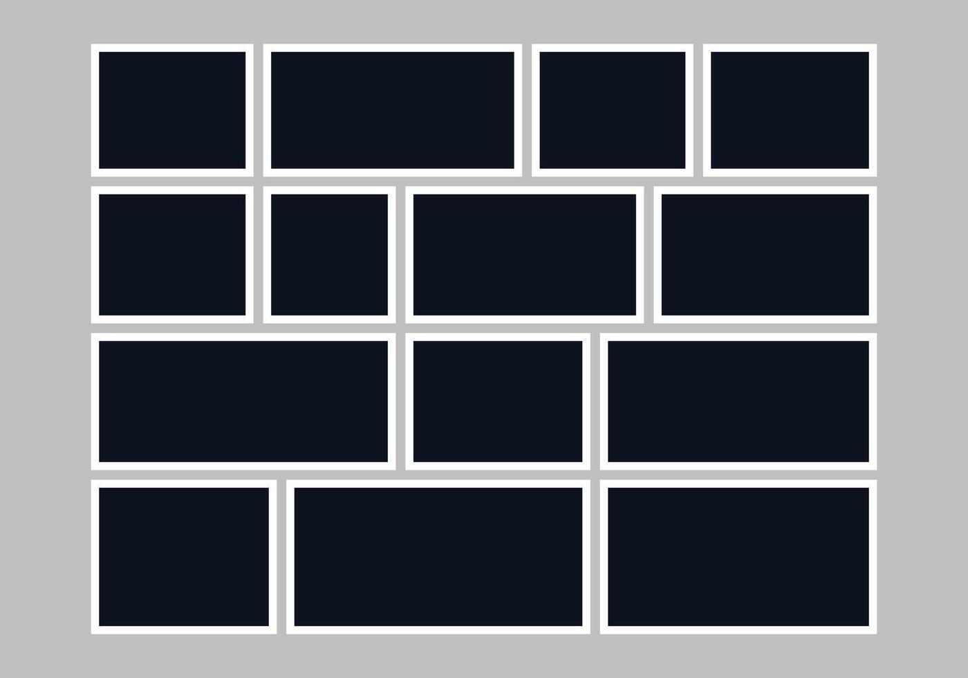 Photo frame template with collage grid effect vector