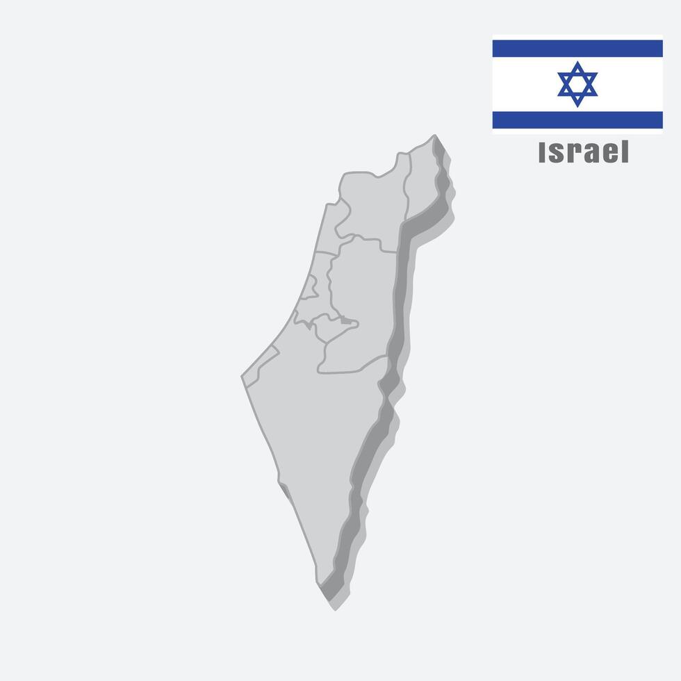 3D map of Israel with separated sections on a white background vector