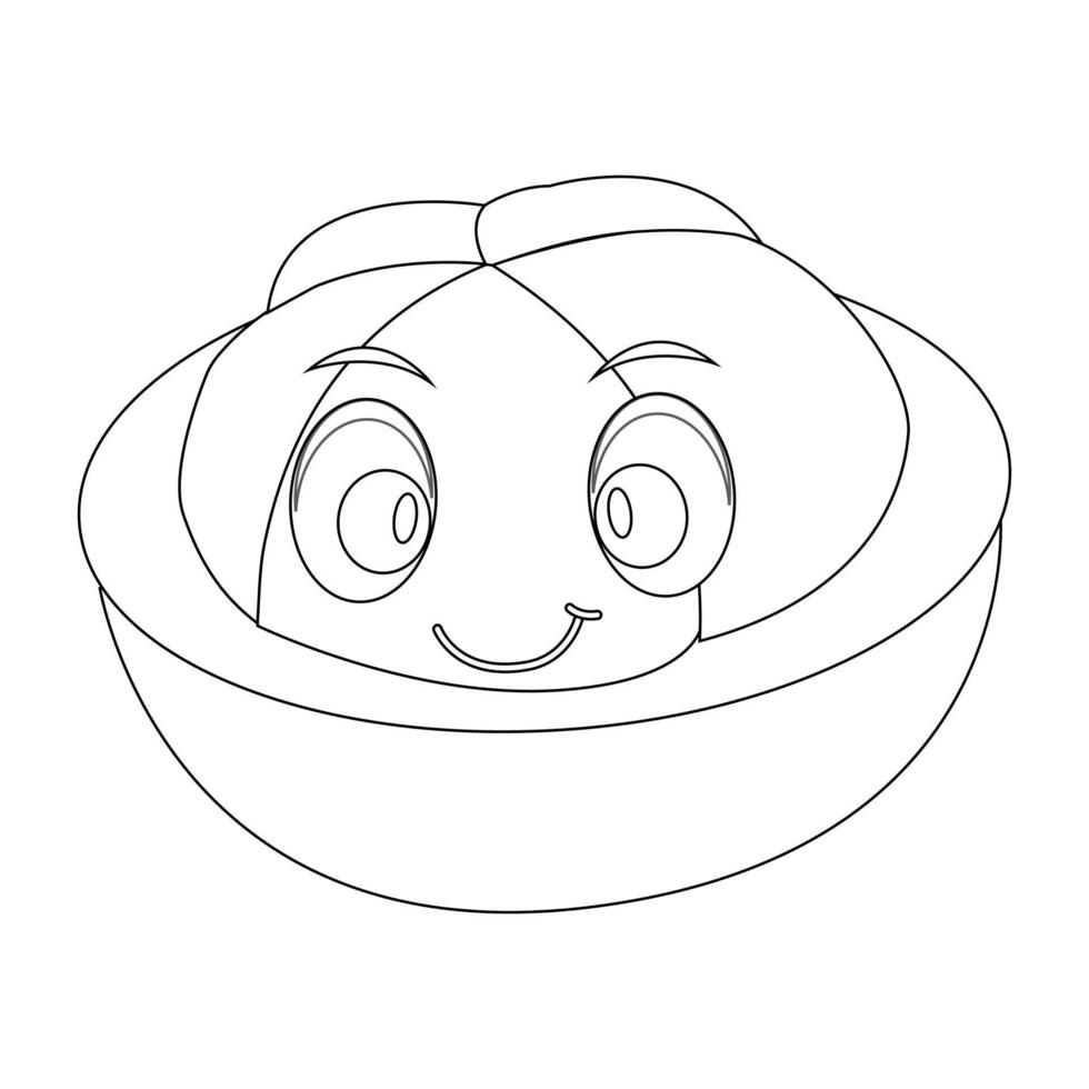 Mangosteen Fruit Character with Big Eyes and Smile vector