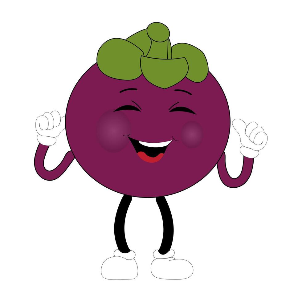Mangosteen Character with Happy Face vector