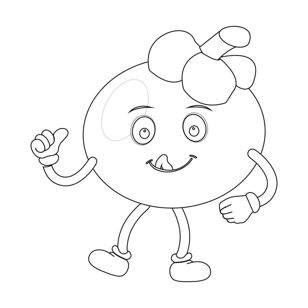 Smiling Mangosteen Cartoon with Thumbs Up vector