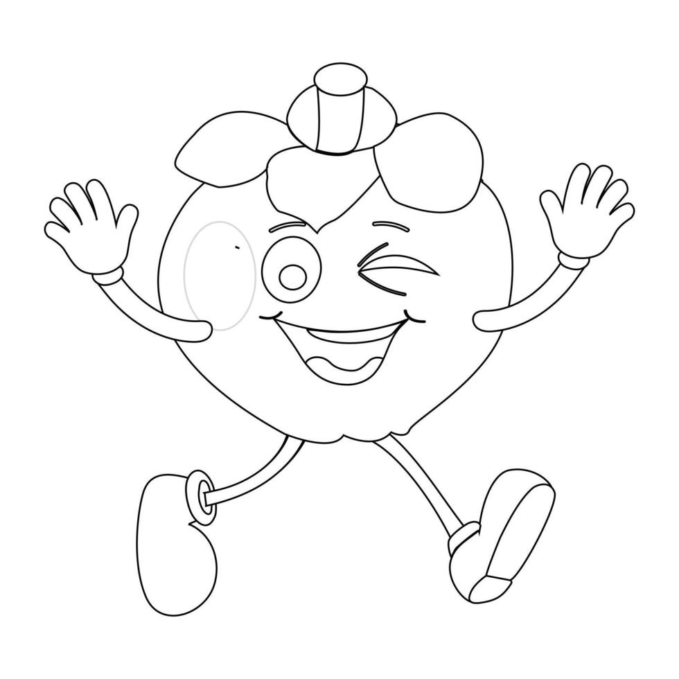 Happy Mangosteen Cartoon Character Waving vector