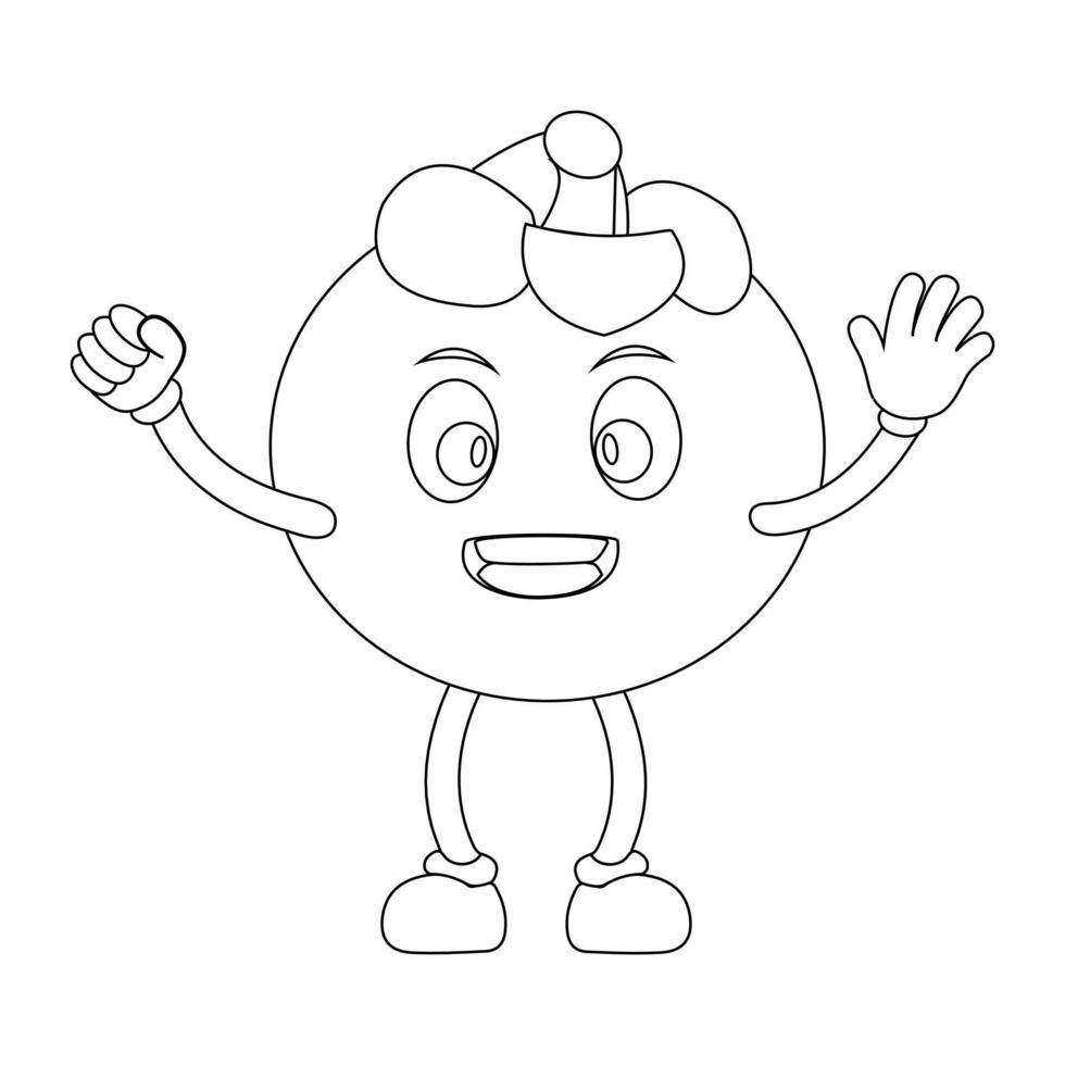 Smiling Mangosteen Character Outline for Kids vector