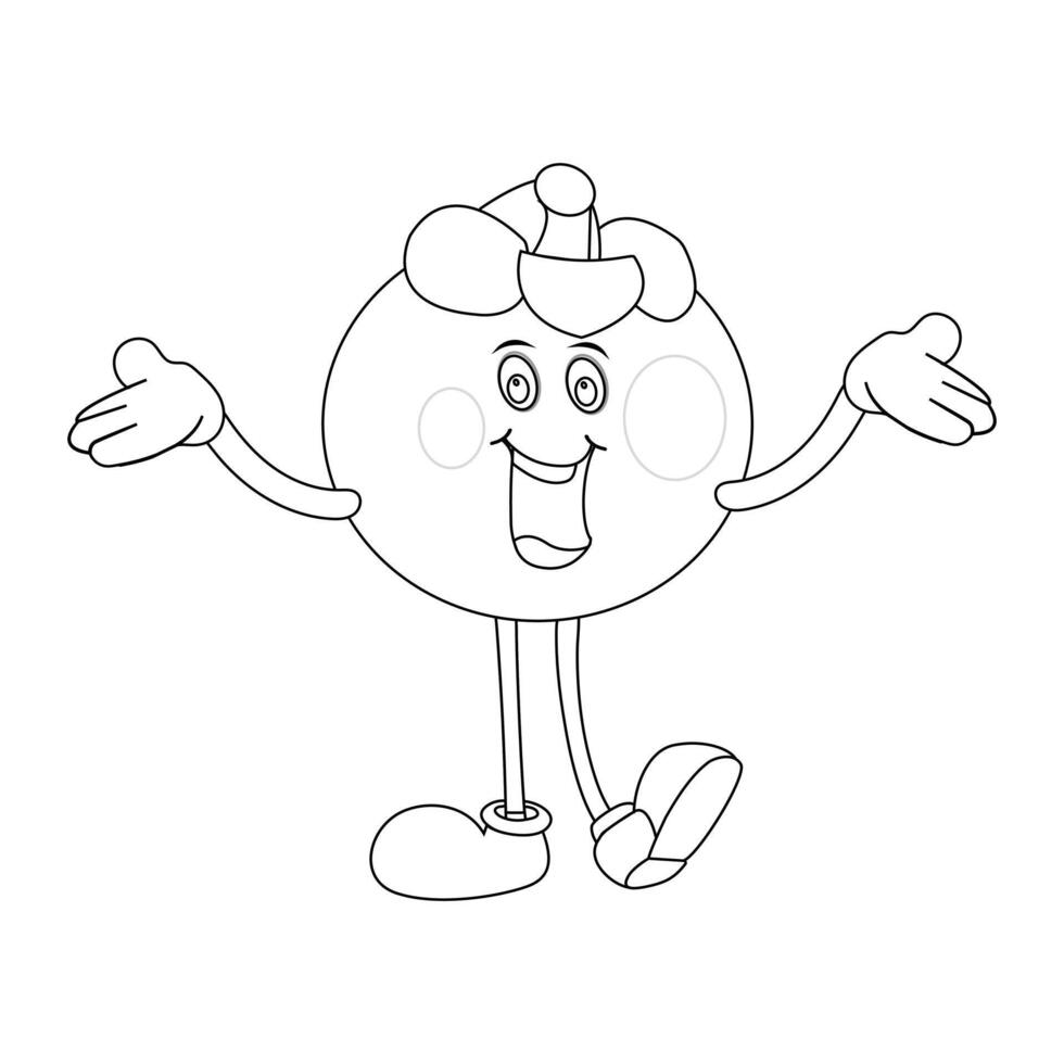 Playful Mangosteen Fruit Line Art for Coloring vector
