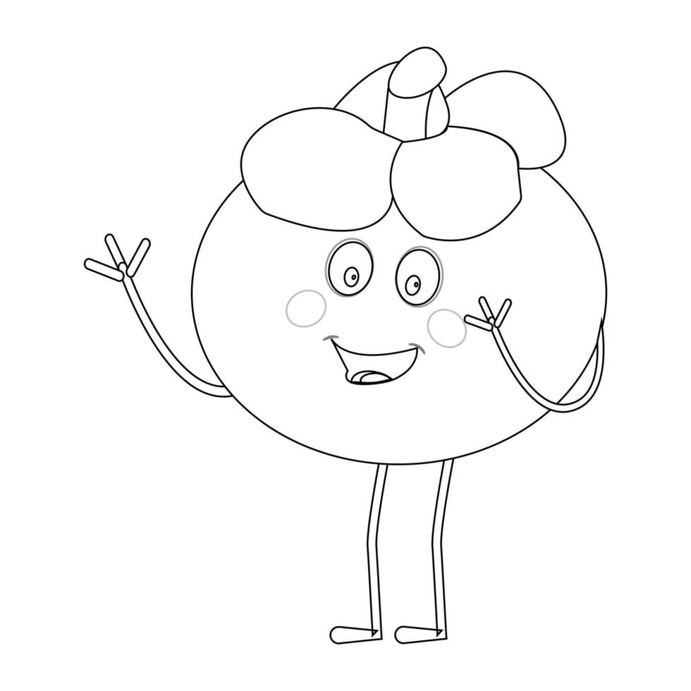 Happy Mangosteen Fruit with Waving Hand vector