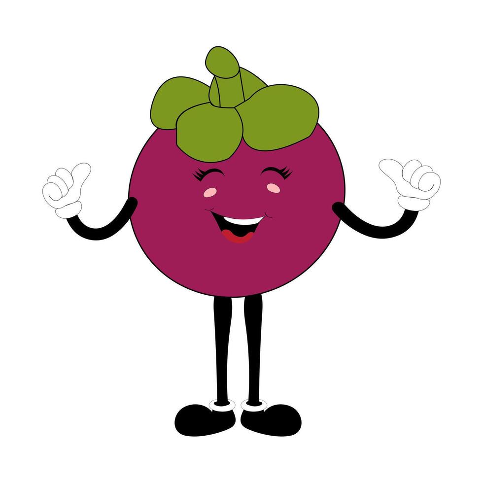 Moody Mangosteen Fruit with laugh Face vector