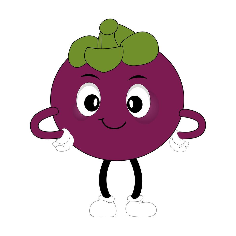 Funny Mangosteen Fruit Character with Emotions vector