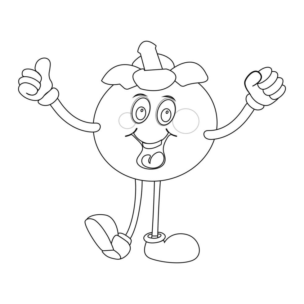 Mangosteen Cartoon with Cute Expressions vector
