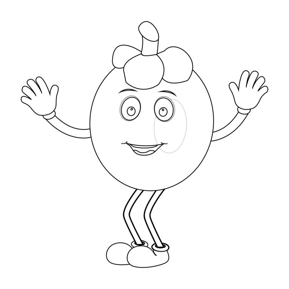 Mangosteen Fruit Mascot with Friendly Expression vector