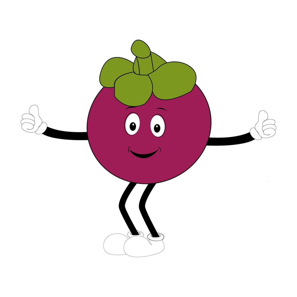 Expressive Mangosteen Cartoon Design, eps 10 vector
