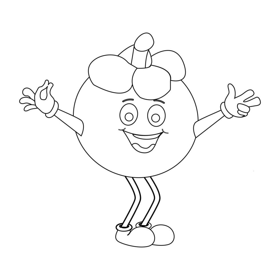 Funny Mangosteen Fruit Character Outline vector
