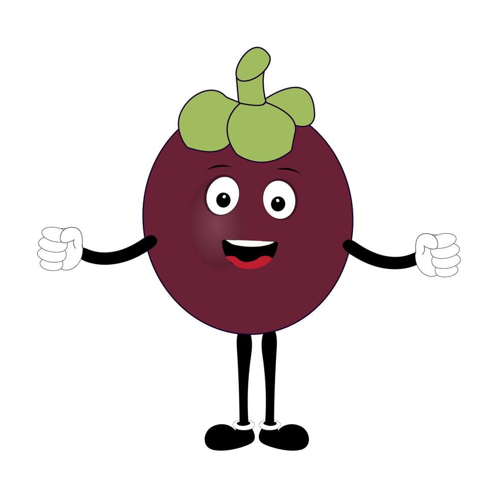 Mangosteen Character in happy Mood vector