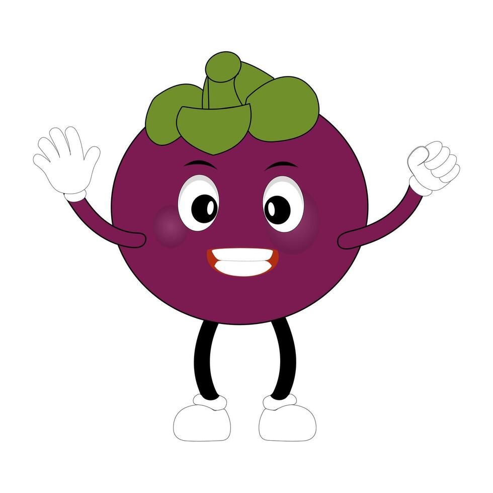 Funny Mangosteen Fruit with waving Expression vector