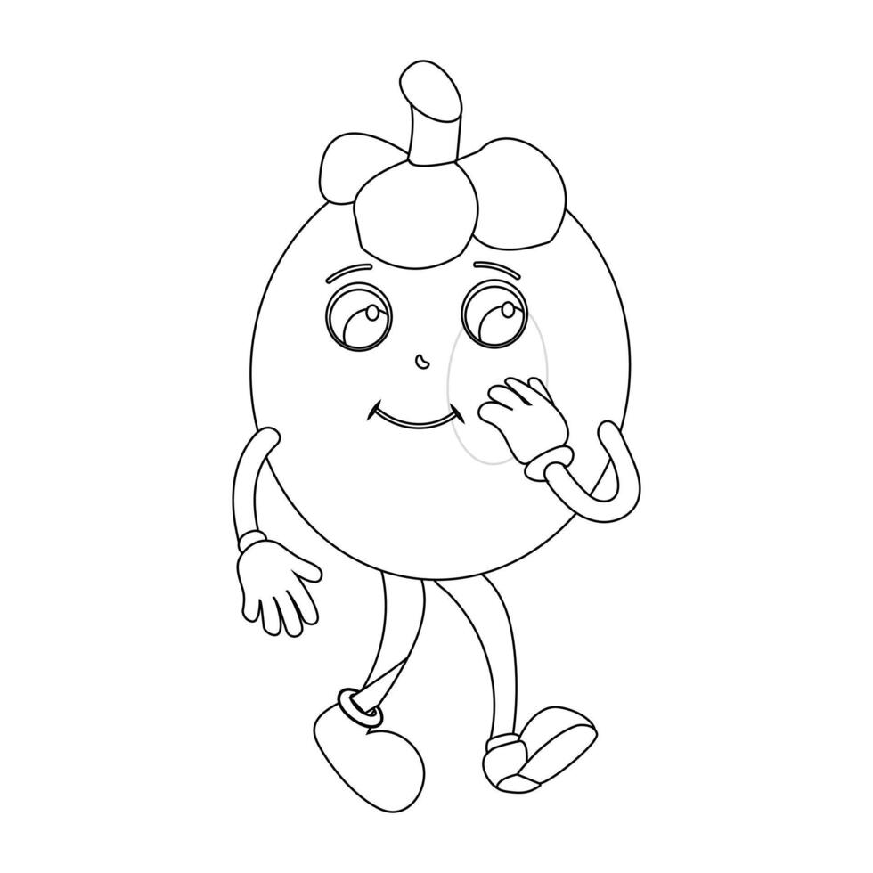 Mangosteen Fruit Cartoon Illustration for Coloring Books vector