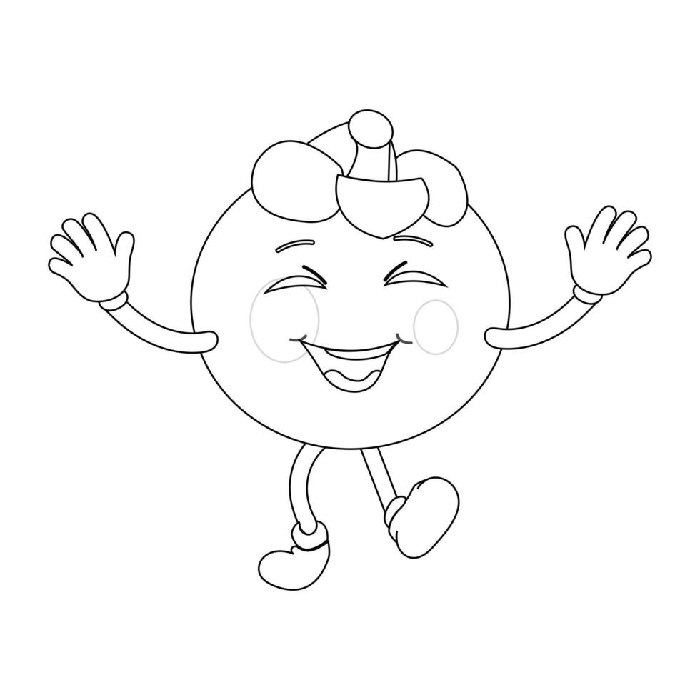 Mangosteen Fruit Character with a Cute Smile vector