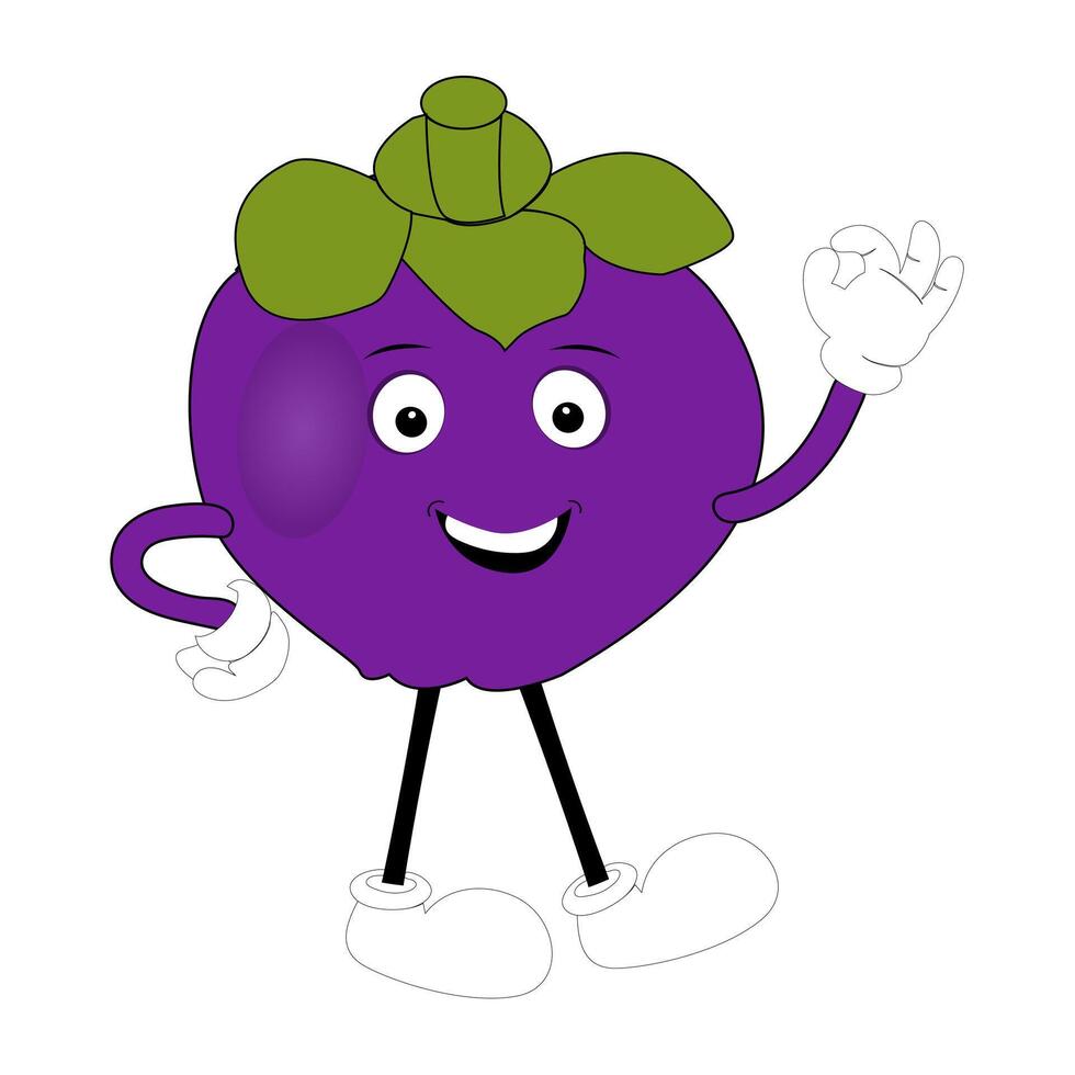 Mangosteen Character with Fists on Hips vector