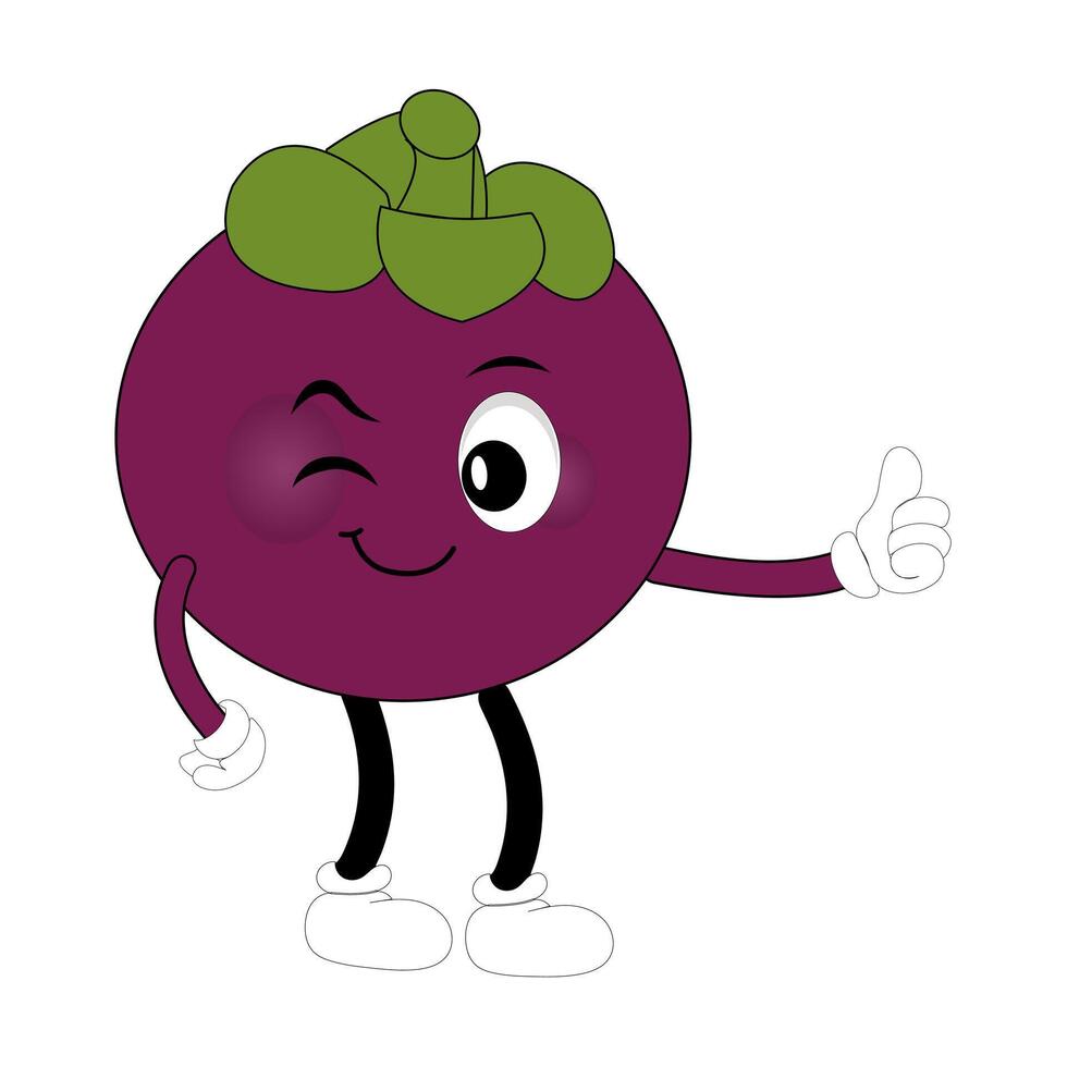Animated Mangosteen Mascot in thumb up Pose vector