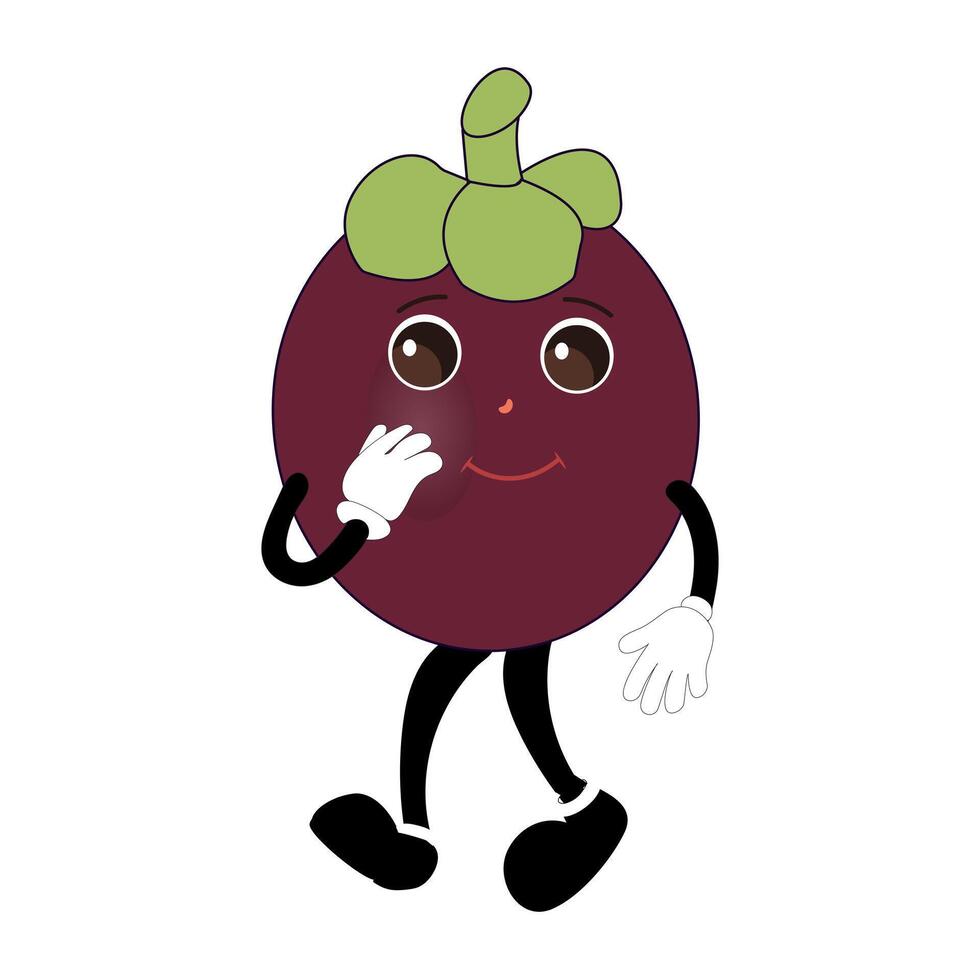 Shocked Mangosteen Fruit Character Pose vector