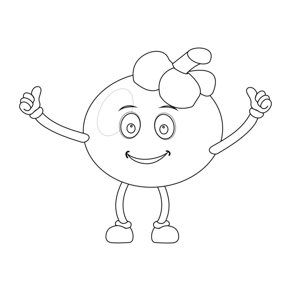 Outlined Mangosteen Character with Shoes vector
