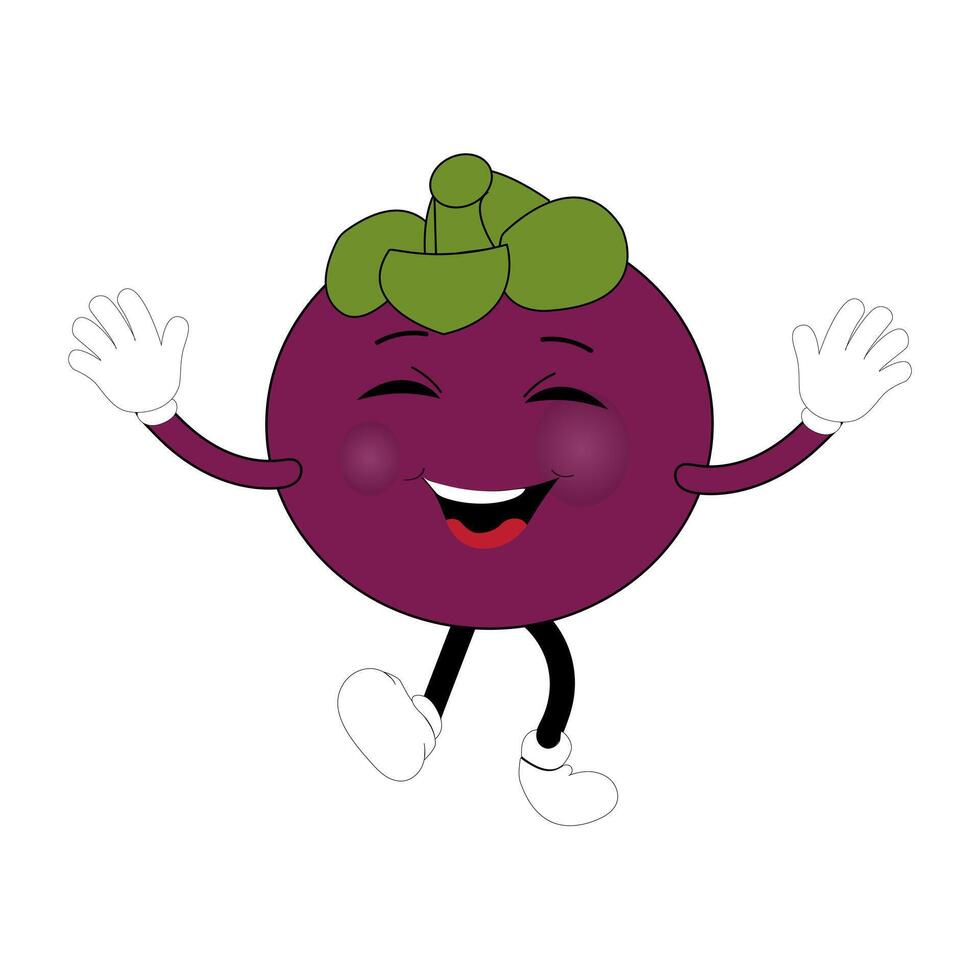 Mangosteen Fruit with Expressive Emotions vector
