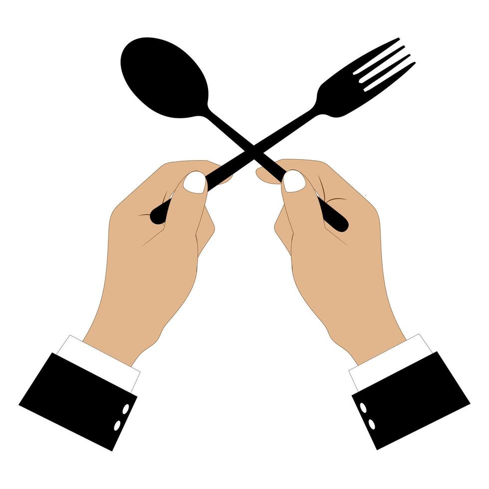Minimalist Hand with Fork, Knife, and Spoon Design vector