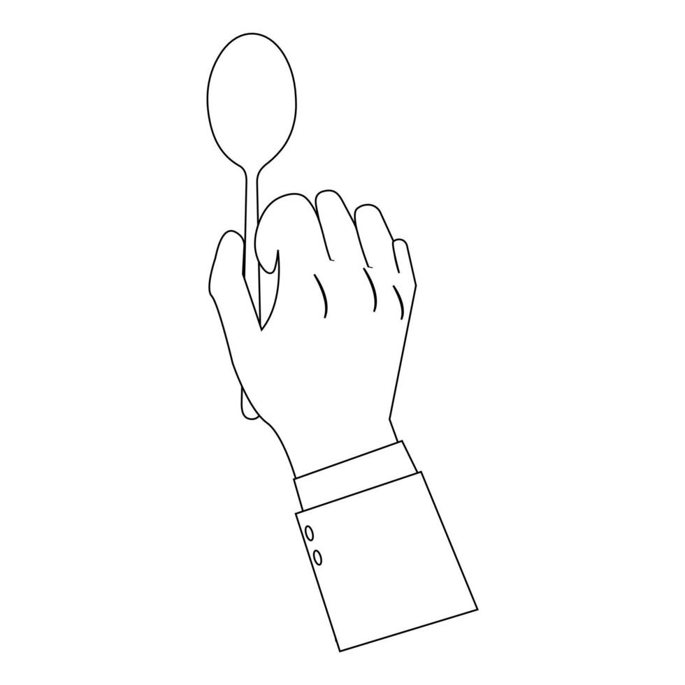 Clean and Simple Hand Holding Cutlery Outline vector