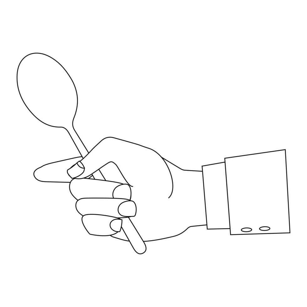 Formal Hand with Cutlery Line Art illustration vector