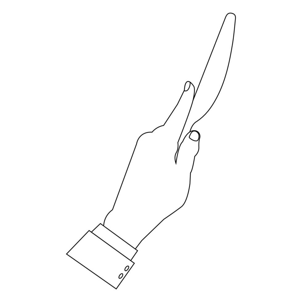 Modern Outline Illustration of Hand with Utensils vector