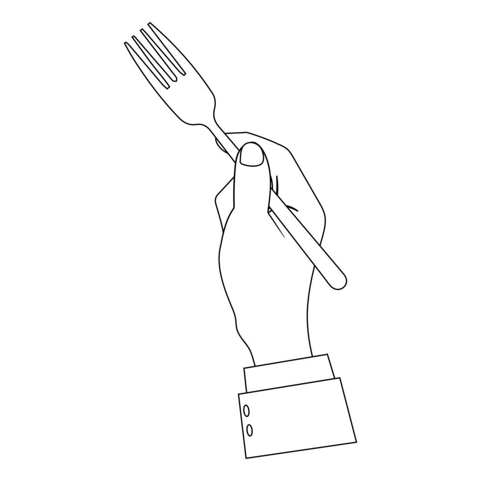Hand and Cutlery Outline for Restaurant Designs vector