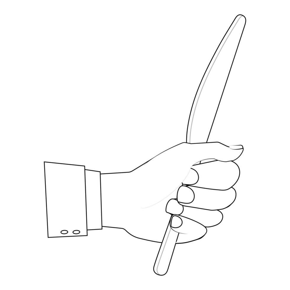 Minimal Line Art of Hand with Spoon, Fork, and Knife vector
