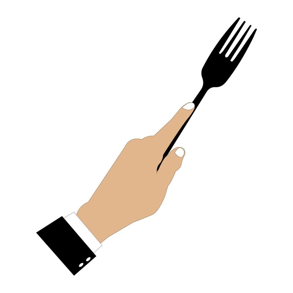 Illustration of Hand Holding Black Eating Utensils vector