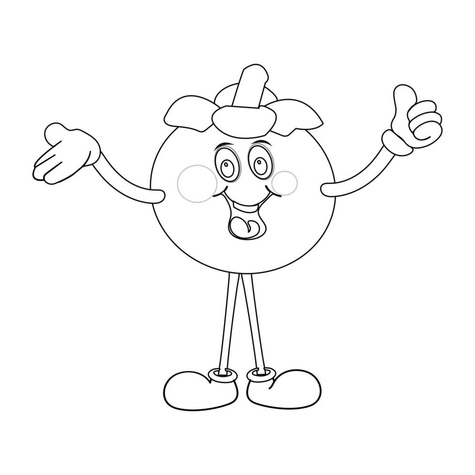 Mangosteen Fruit Mascot with a Happy Face vector