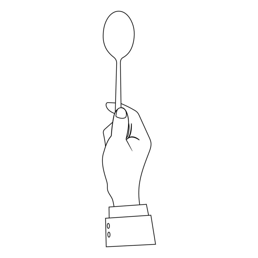 Elegant Outline of Hand with Eating Utensils vector