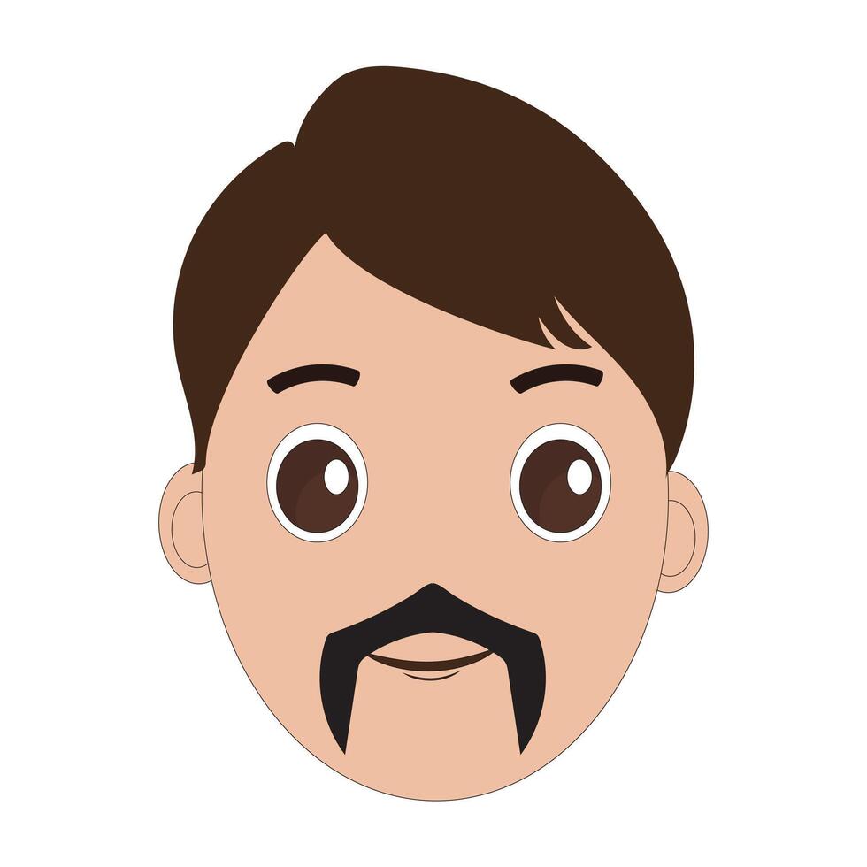 Cartoon Face with Mustache Design for Stickers vector
