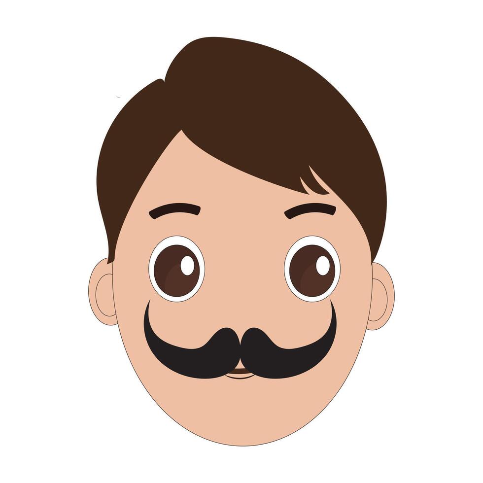 Simple Style Cartoon Man with Mustache vector