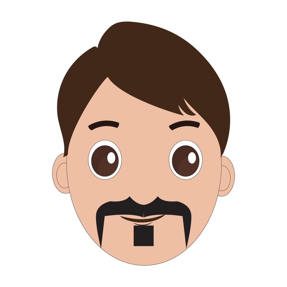 Cartoon Face with Big Eyes and Mustache vector