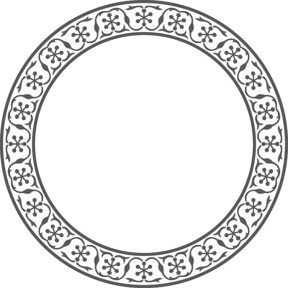 round monochrome black national Persian ornament. Circle, ring, frame, border, ethnic pattern of the peoples of Iran, Iraq, Tajikistan vector