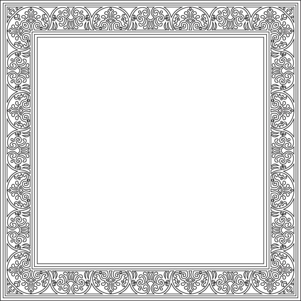 square black contour border, frame, Pompeii. Rectangle Neopolitan ornament. Art of Ancient Rome. Template for stained glass vector