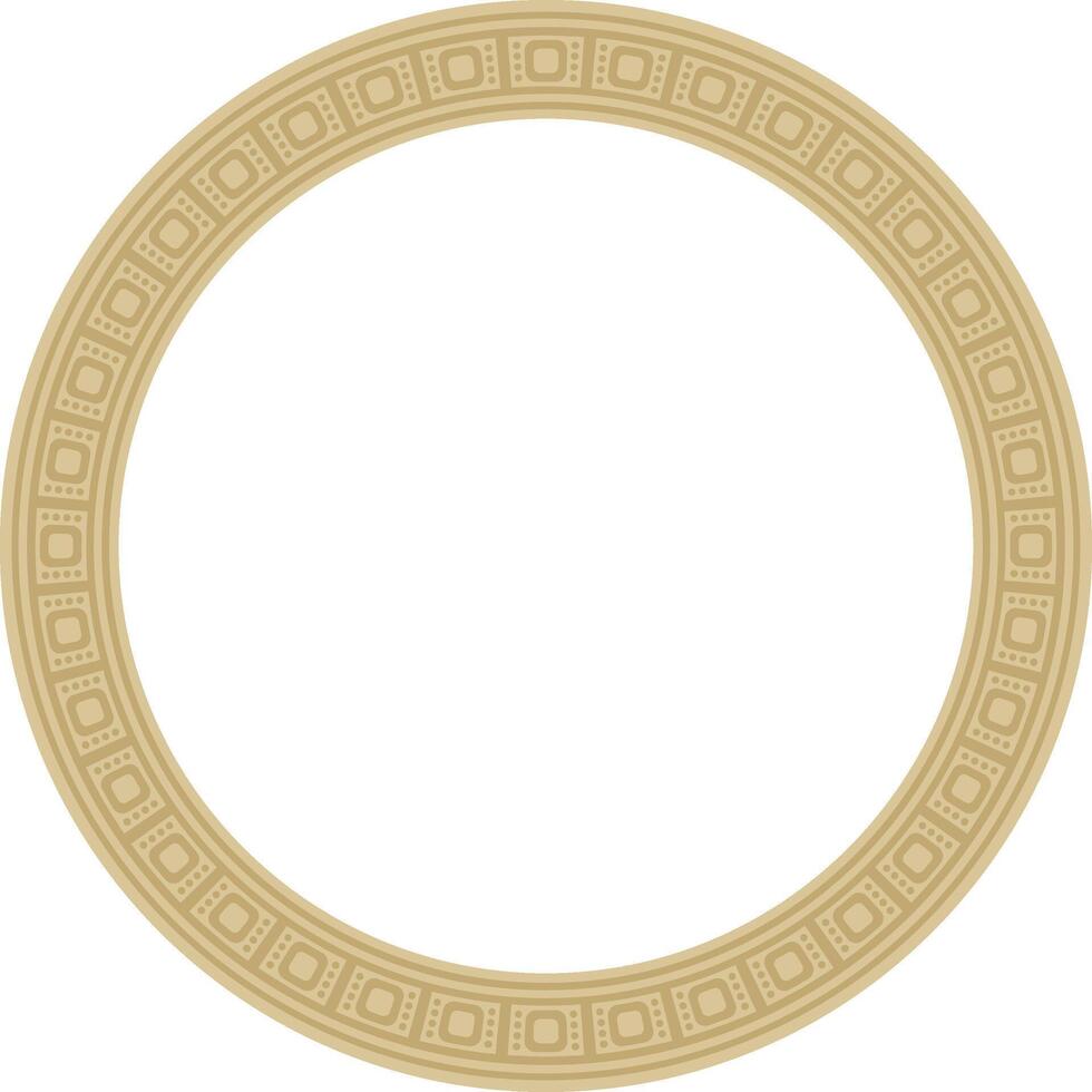 golden round Egyptian ornament. Circle, frame, ring of ancient Egypt.Pattern of lotus flowers and sun vector